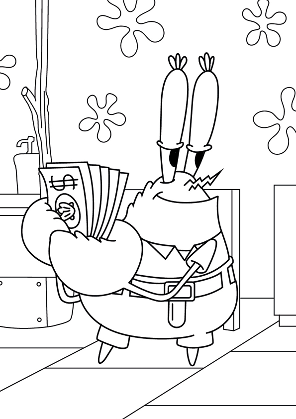 Desenho de Bob Esponja para colorir e imprimir: número 2