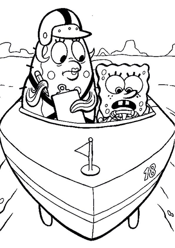 Desenho de Bob Esponja para colorir e imprimir: número 4