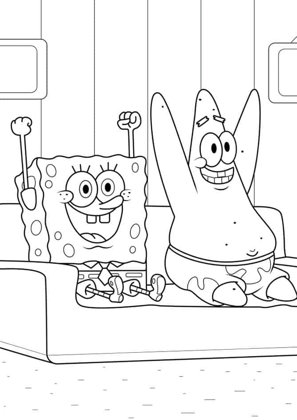Desenho de Bob Esponja para colorir e imprimir: número 5