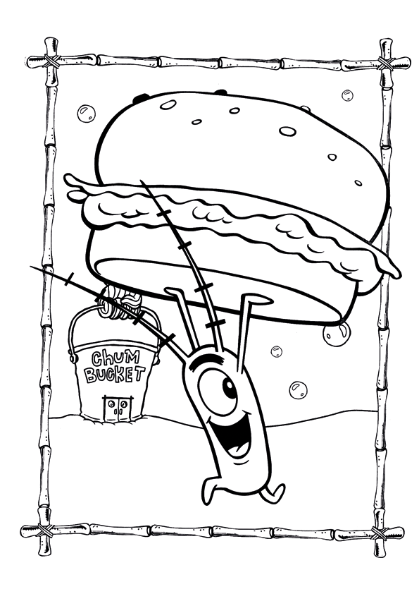 Desenho de Bob Esponja para colorir e imprimir: número 7