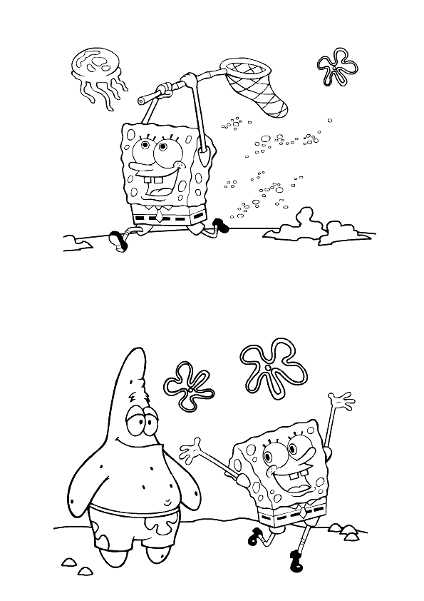 Desenho de Bob Esponja para colorir e imprimir: número 8