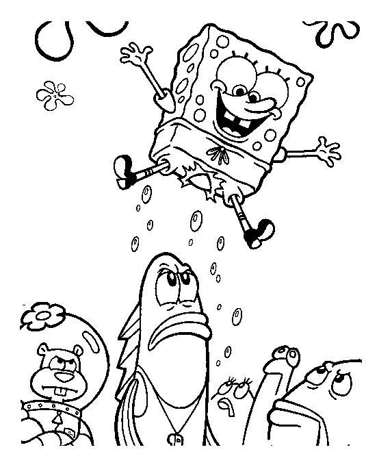 Desenho de Bob Esponja para colorir e imprimir: número 9