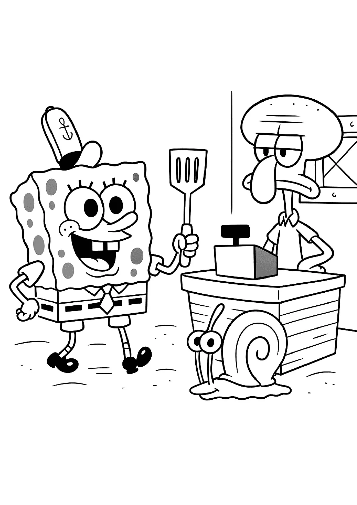 Desenho de Bob Esponja para colorir e imprimir: número 14