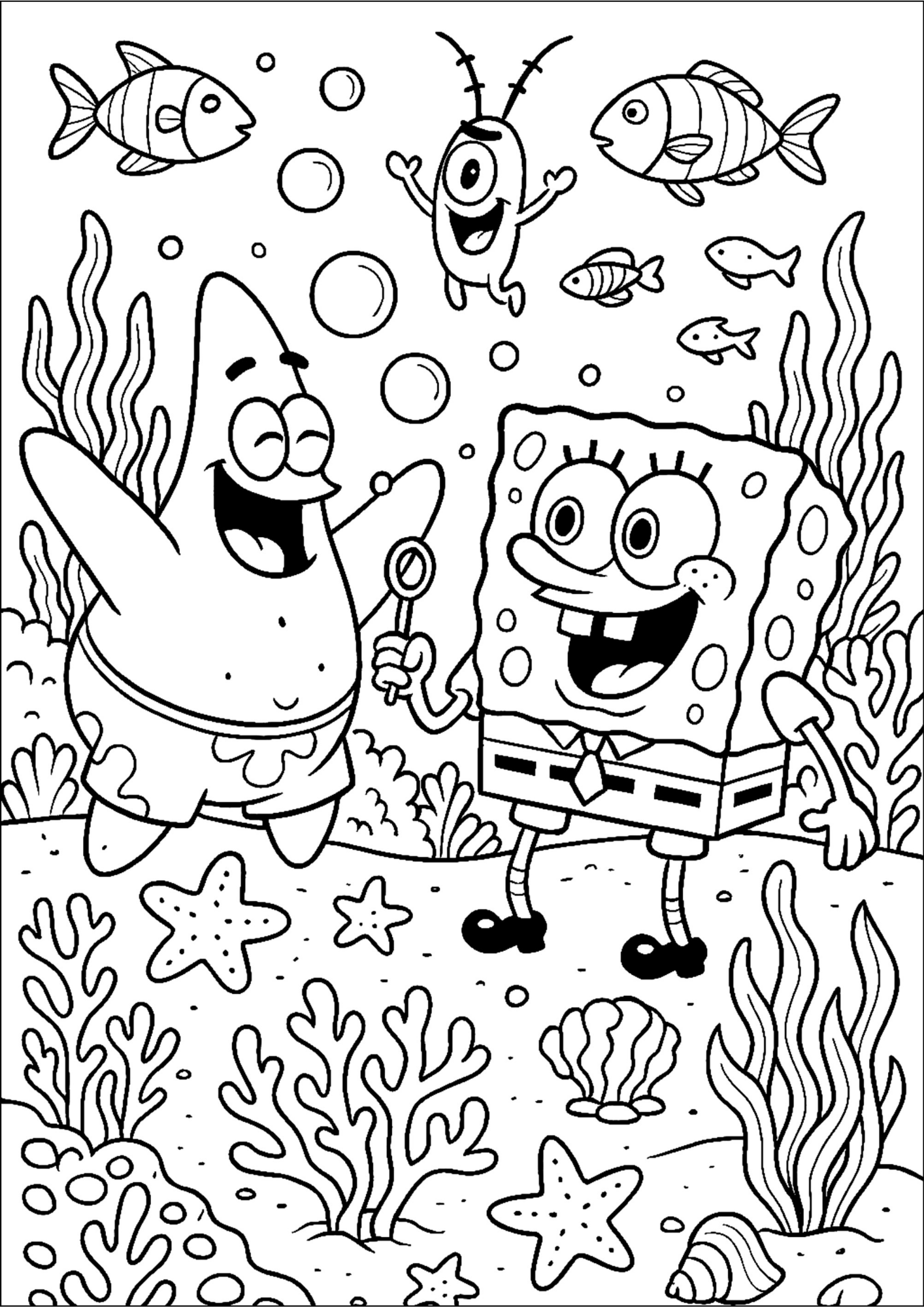 Desenho de Bob Esponja para colorir e imprimir: número 19