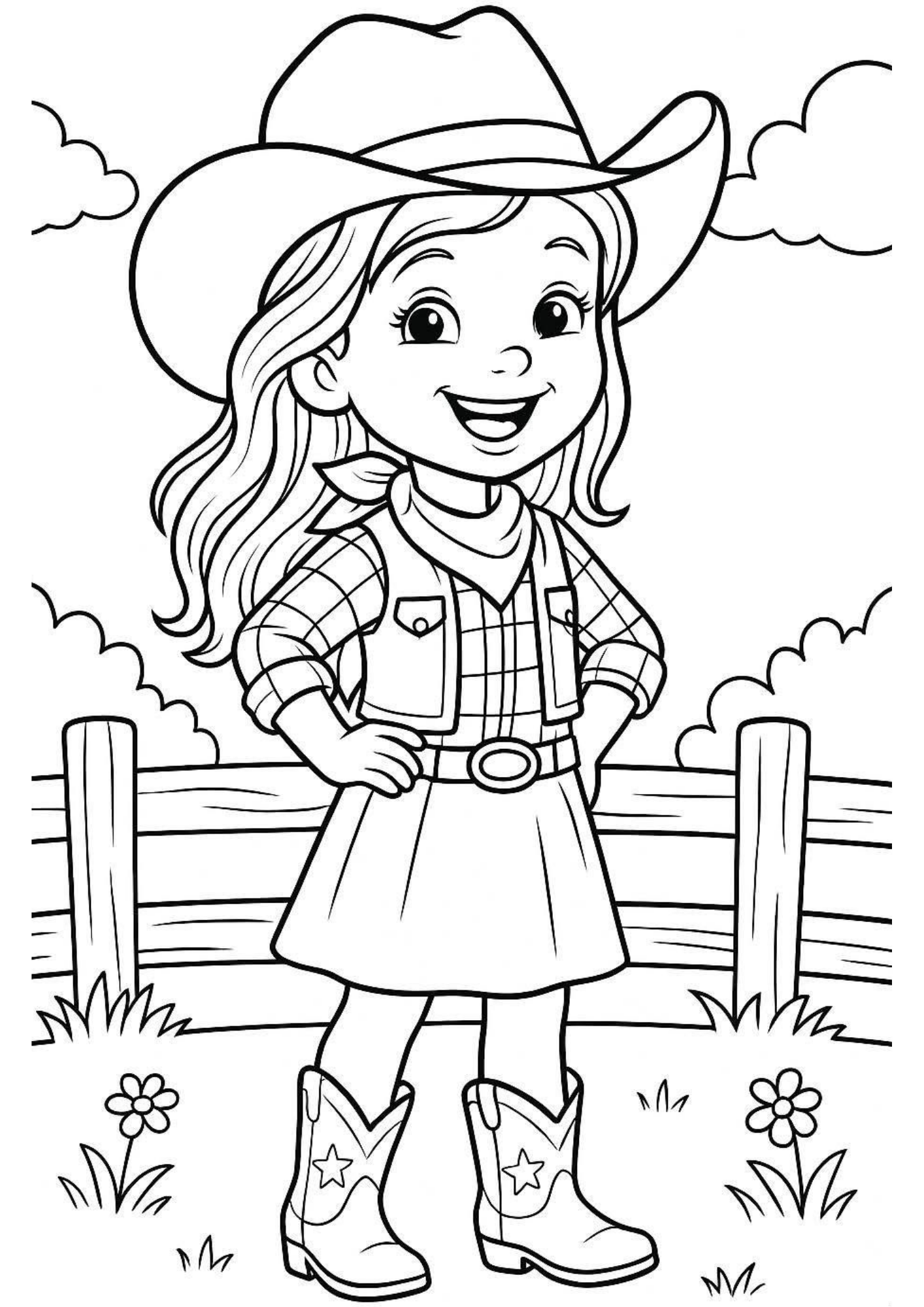 Desenho de Boiadeirinha para colorir e imprimir: número 4