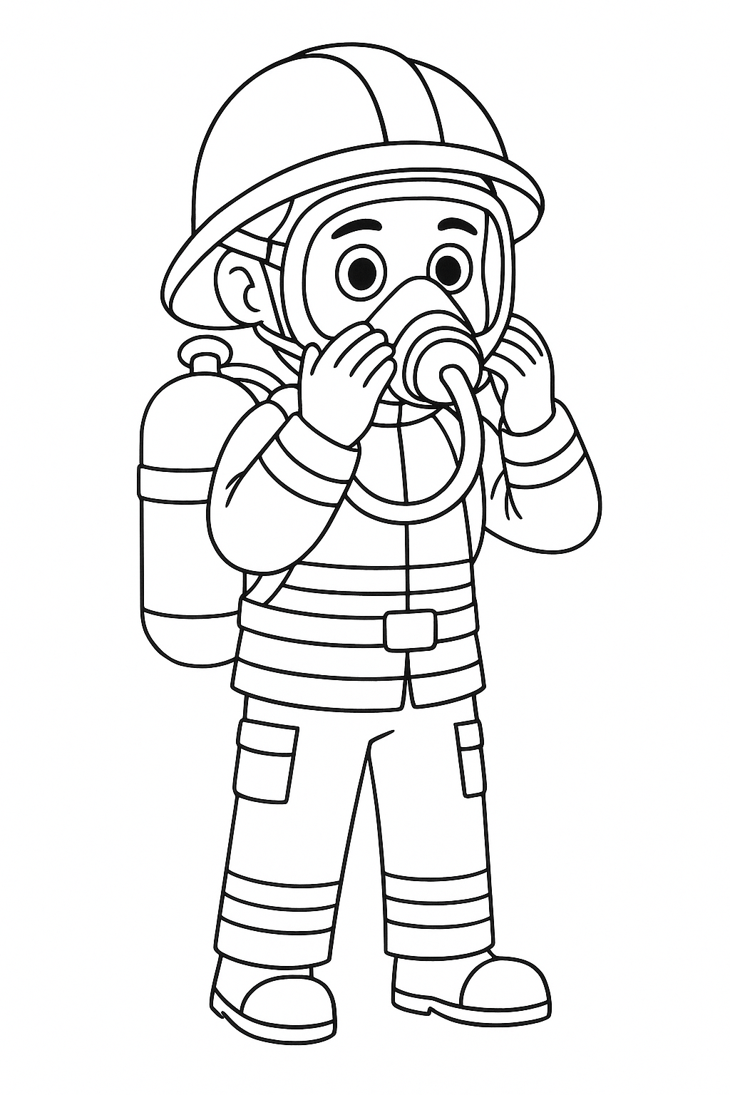 Desenho de Bombeiros para colorir e imprimir: número 3