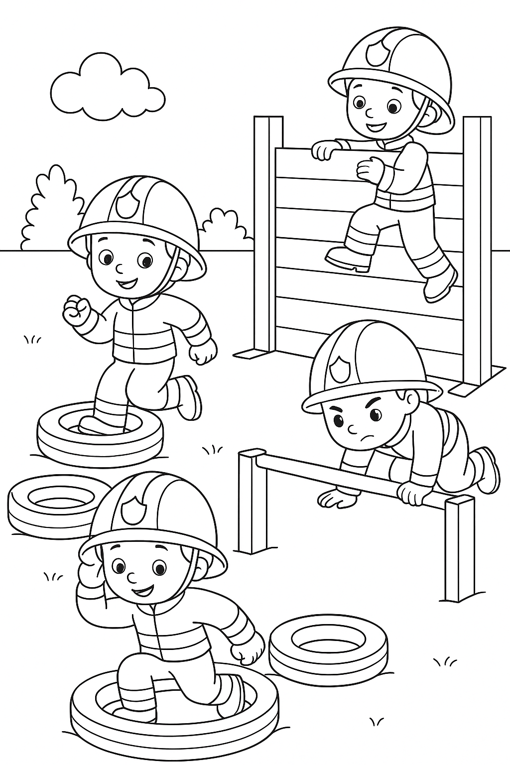 Desenho de Bombeiros para colorir e imprimir: número 8