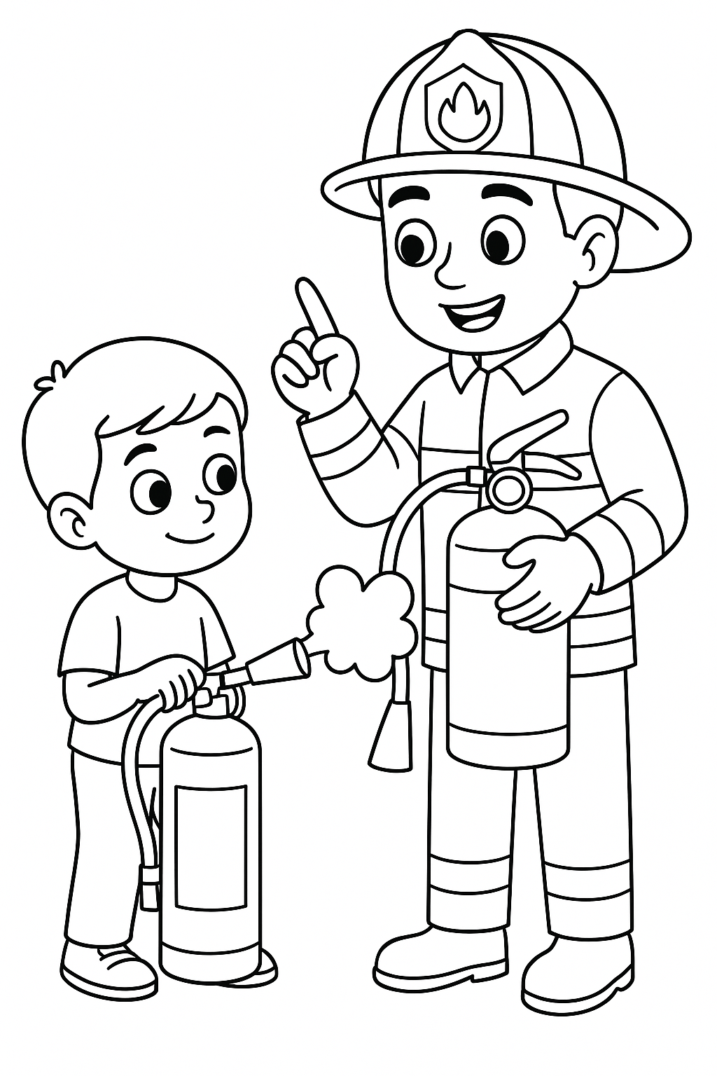 Desenho de Bombeiros para colorir e imprimir: número 9