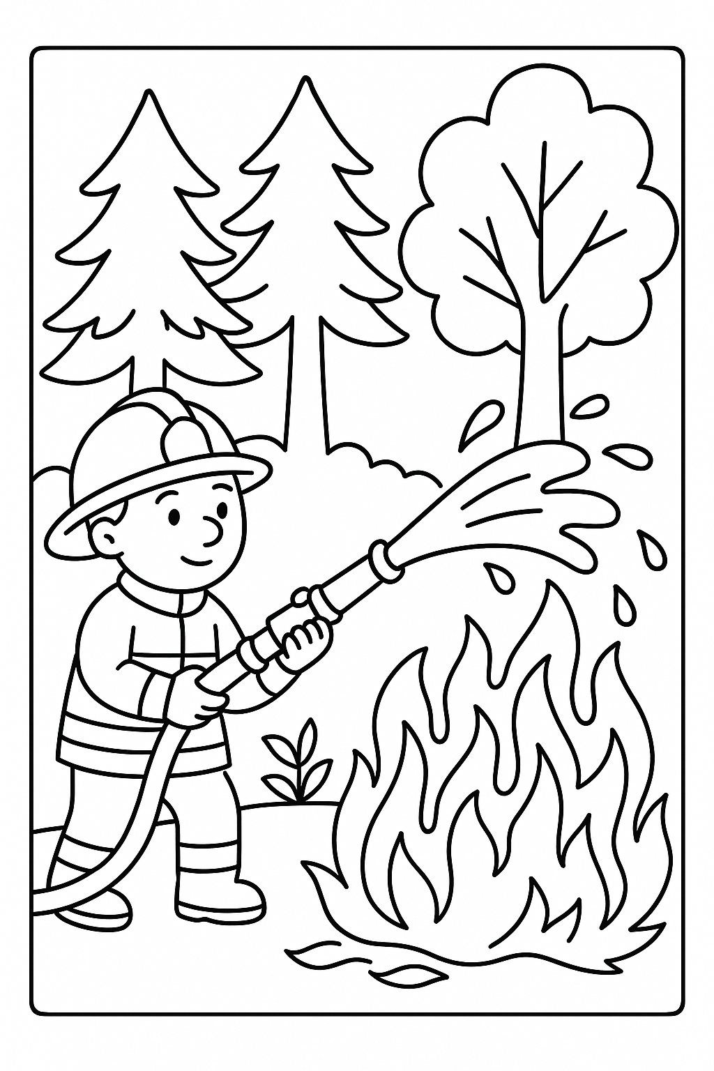Desenho de Bombeiros para colorir e imprimir: número 14