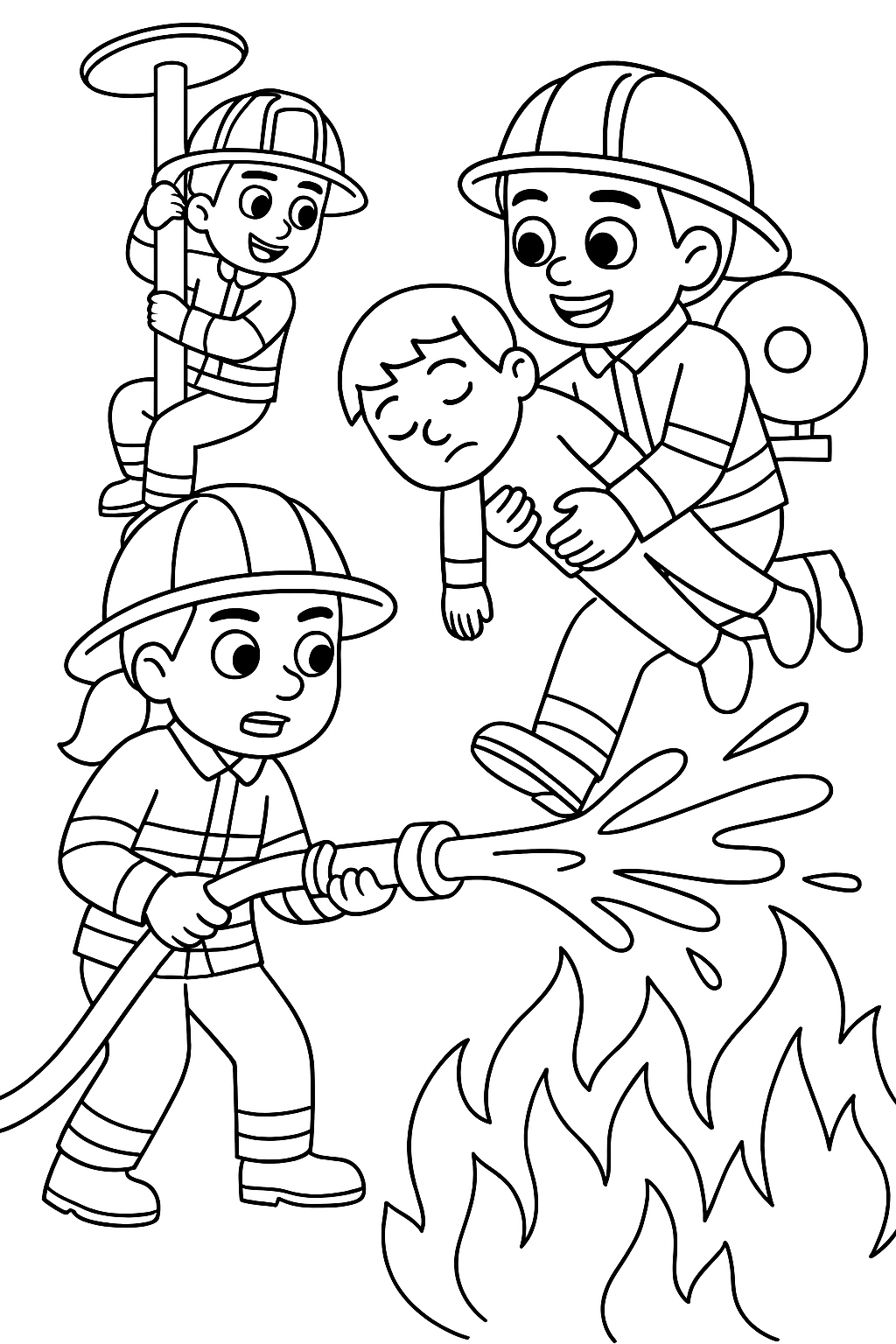 Desenho de Bombeiros para colorir e imprimir: número 16