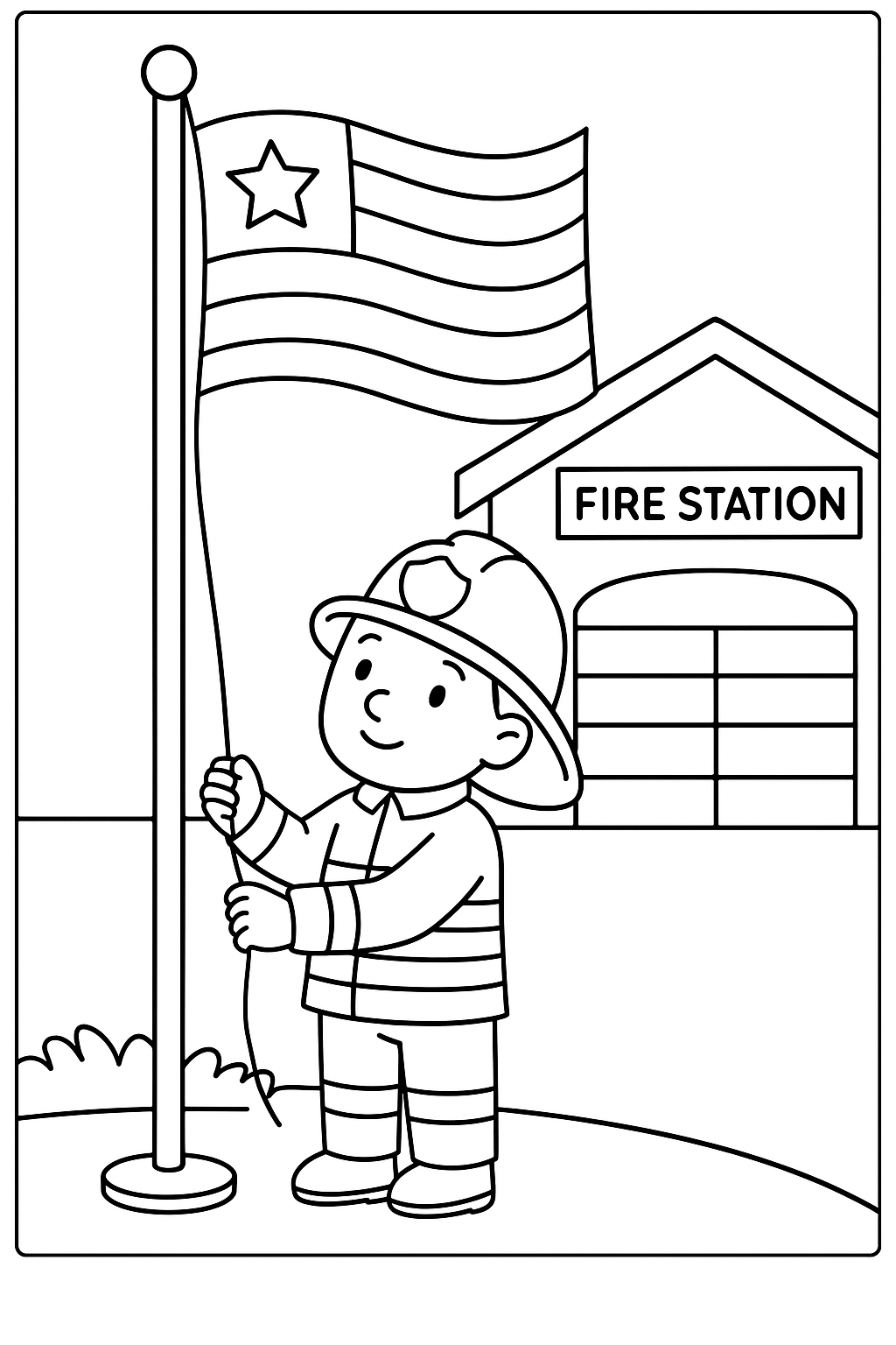 Desenho de Bombeiros para colorir e imprimir: número 17