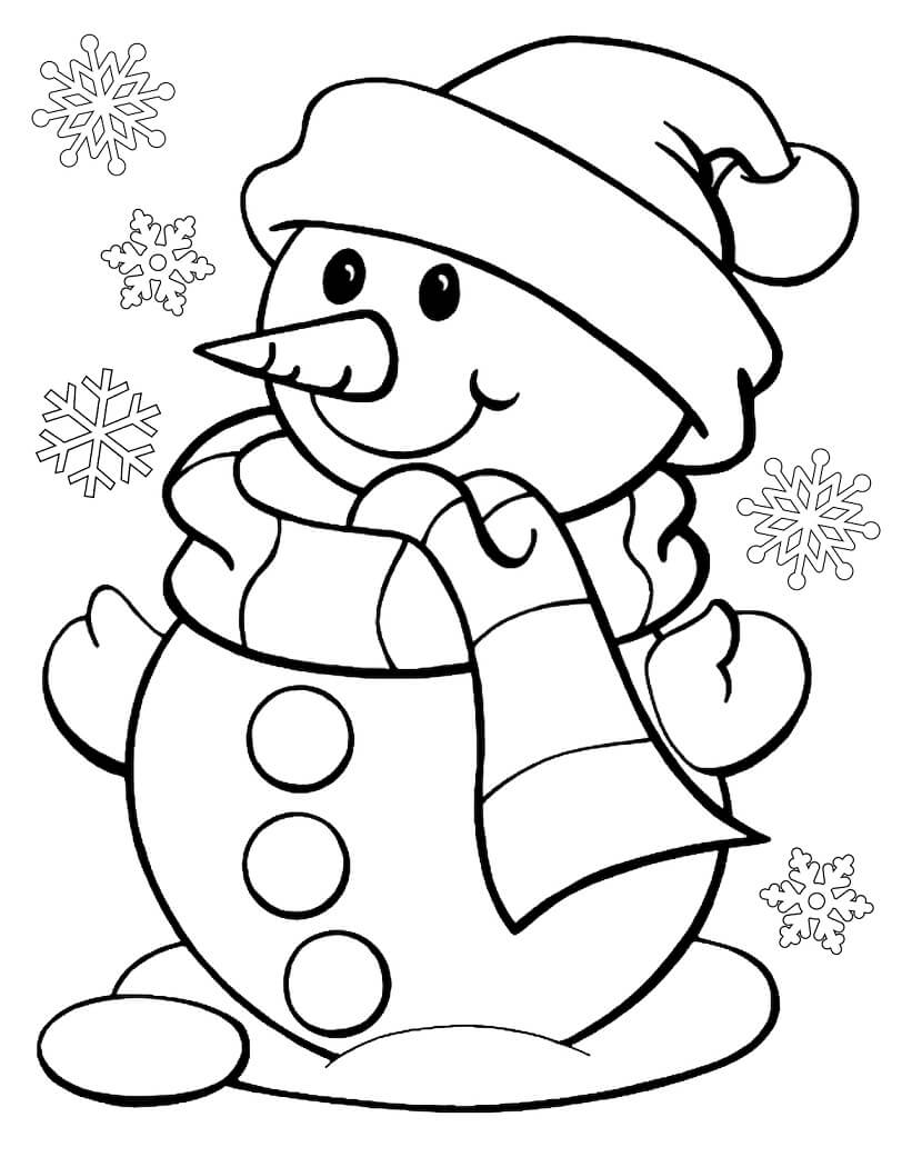 Desenho de Bonecos de Neve para colorir e imprimir: número 1