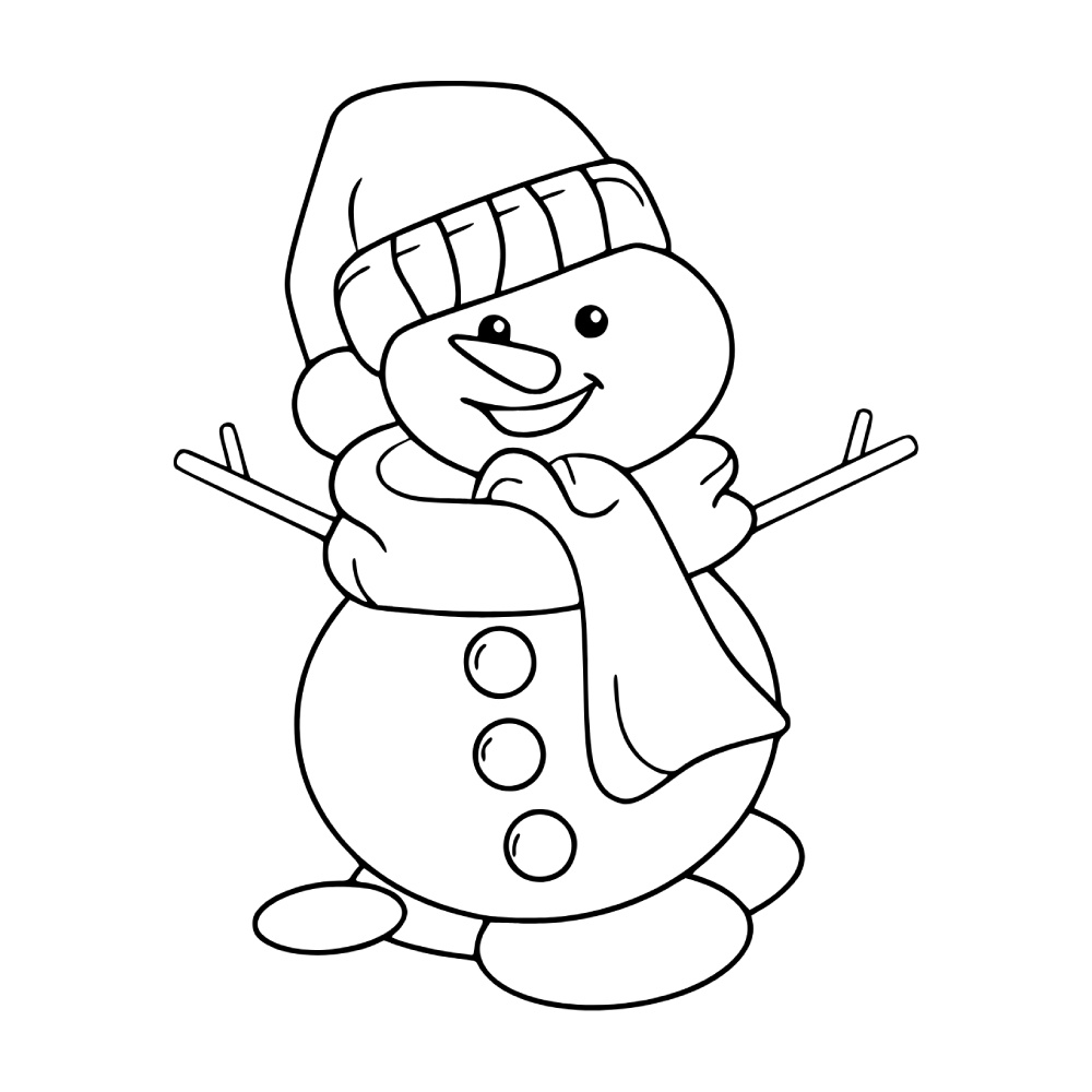 Desenho de Bonecos de Neve para colorir e imprimir: número 2