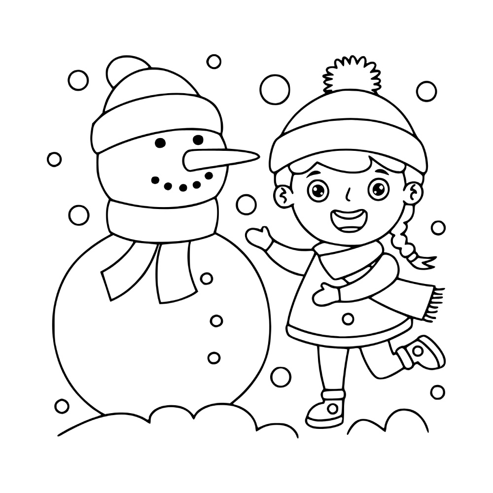 Desenho de Bonecos de Neve para colorir e imprimir: número 6