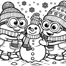 Desenho de Bonecos de Neve para colorir e imprimir: número 7