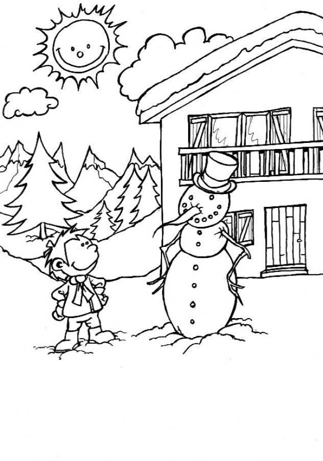 Desenho de Bonecos de Neve para colorir e imprimir: número 11