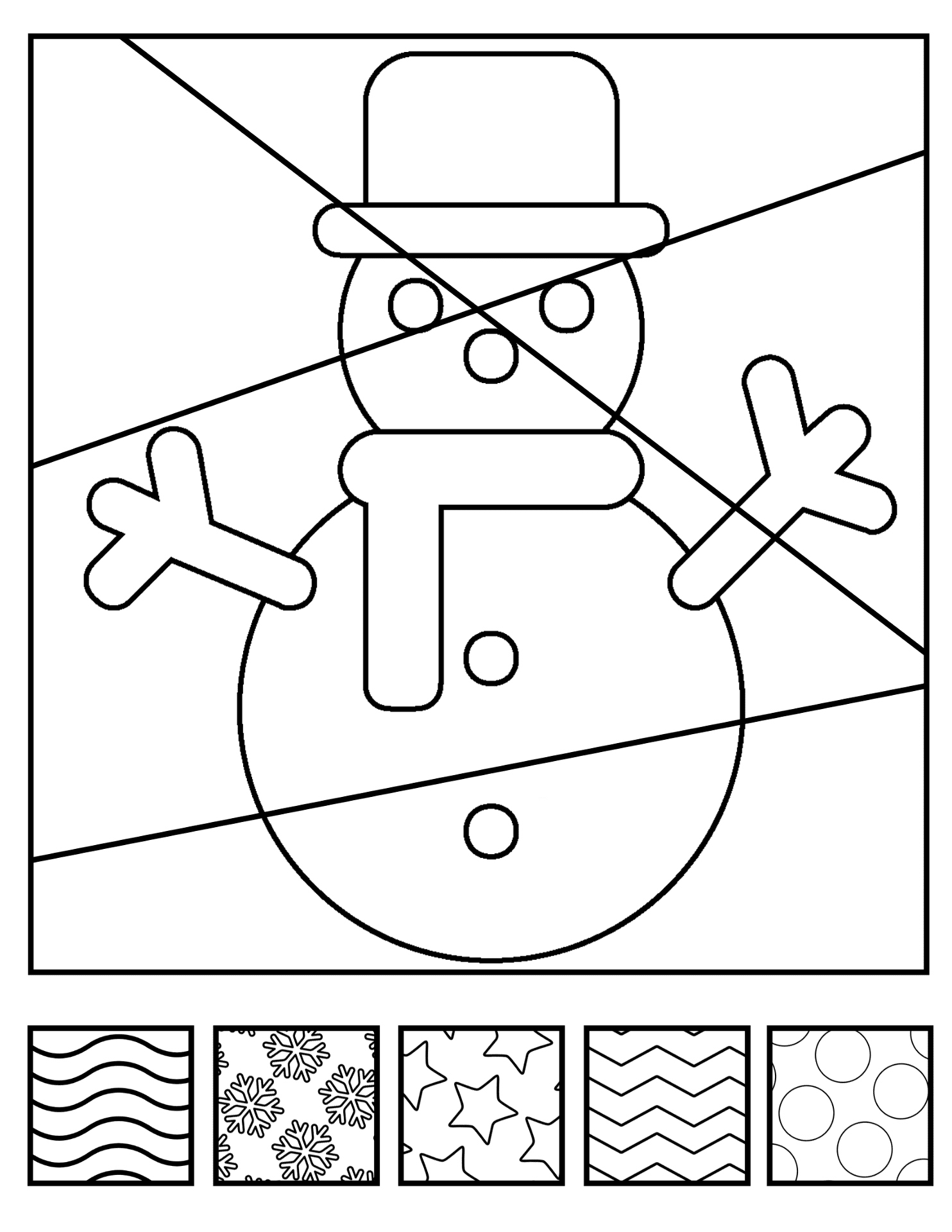 Desenho de Bonecos de Neve para colorir e imprimir: número 22