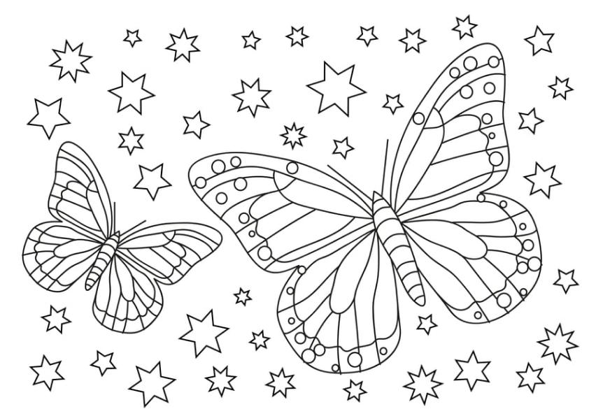 Desenho de Borboletas para colorir e imprimir: número 3