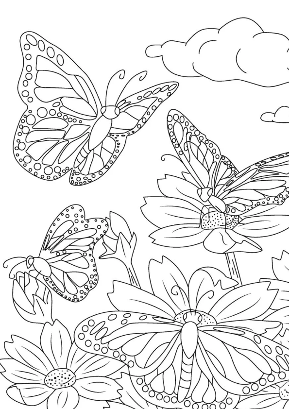 Desenho de Borboletas para colorir e imprimir: número 4