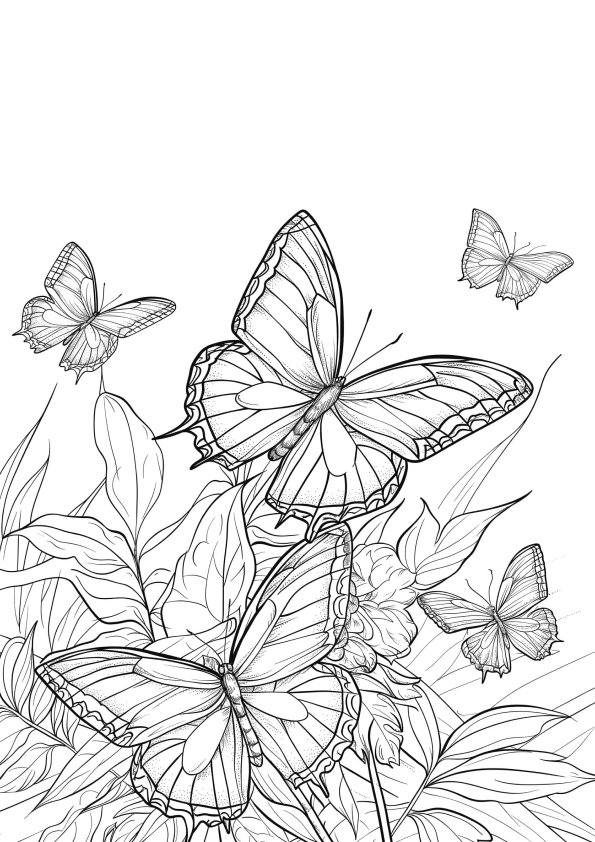 Desenho de Borboletas para colorir e imprimir: número 8