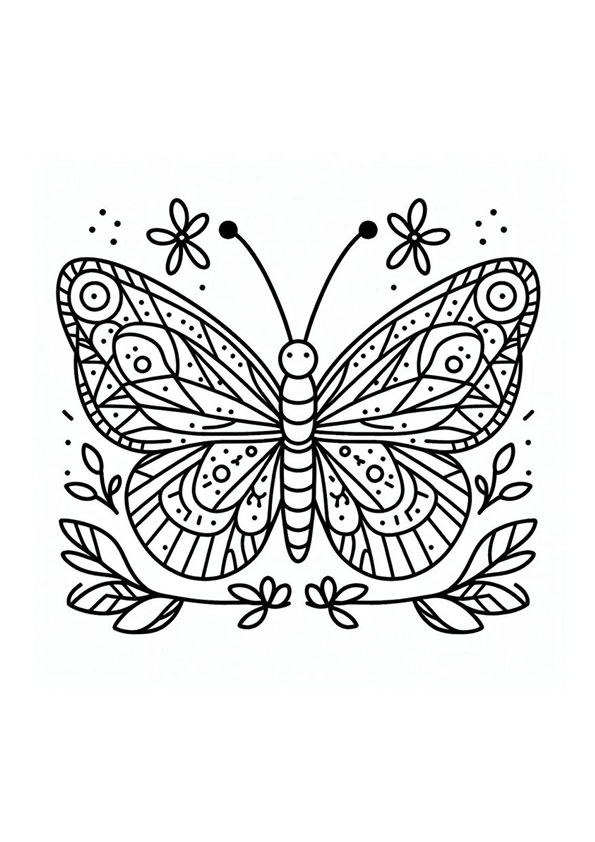 Desenho de Borboletas para colorir e imprimir: número 9