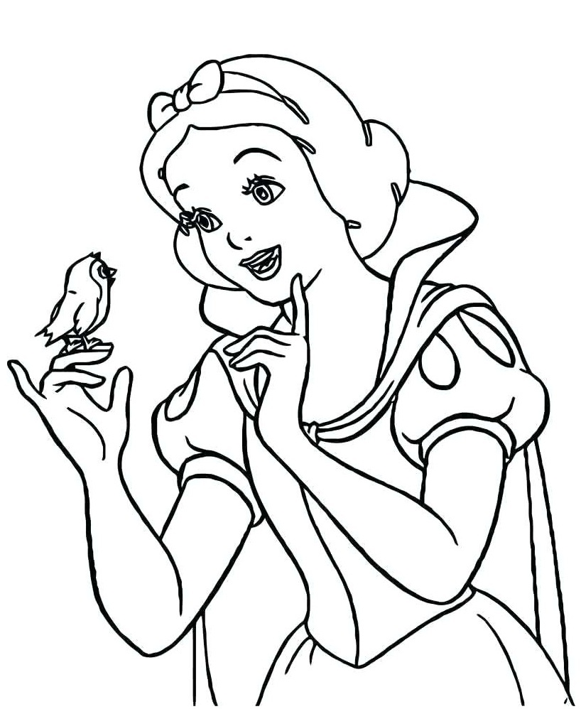 Desenho de Branca de Neve para colorir e imprimir: número 1