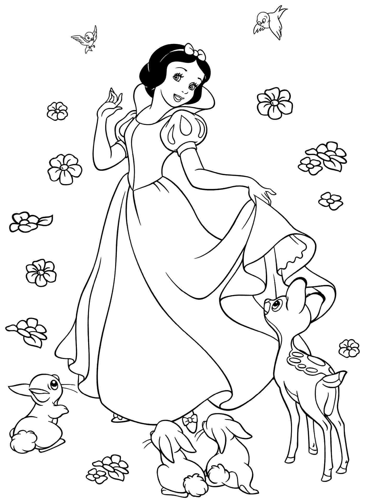 Desenho de Branca de Neve para colorir e imprimir: número 3