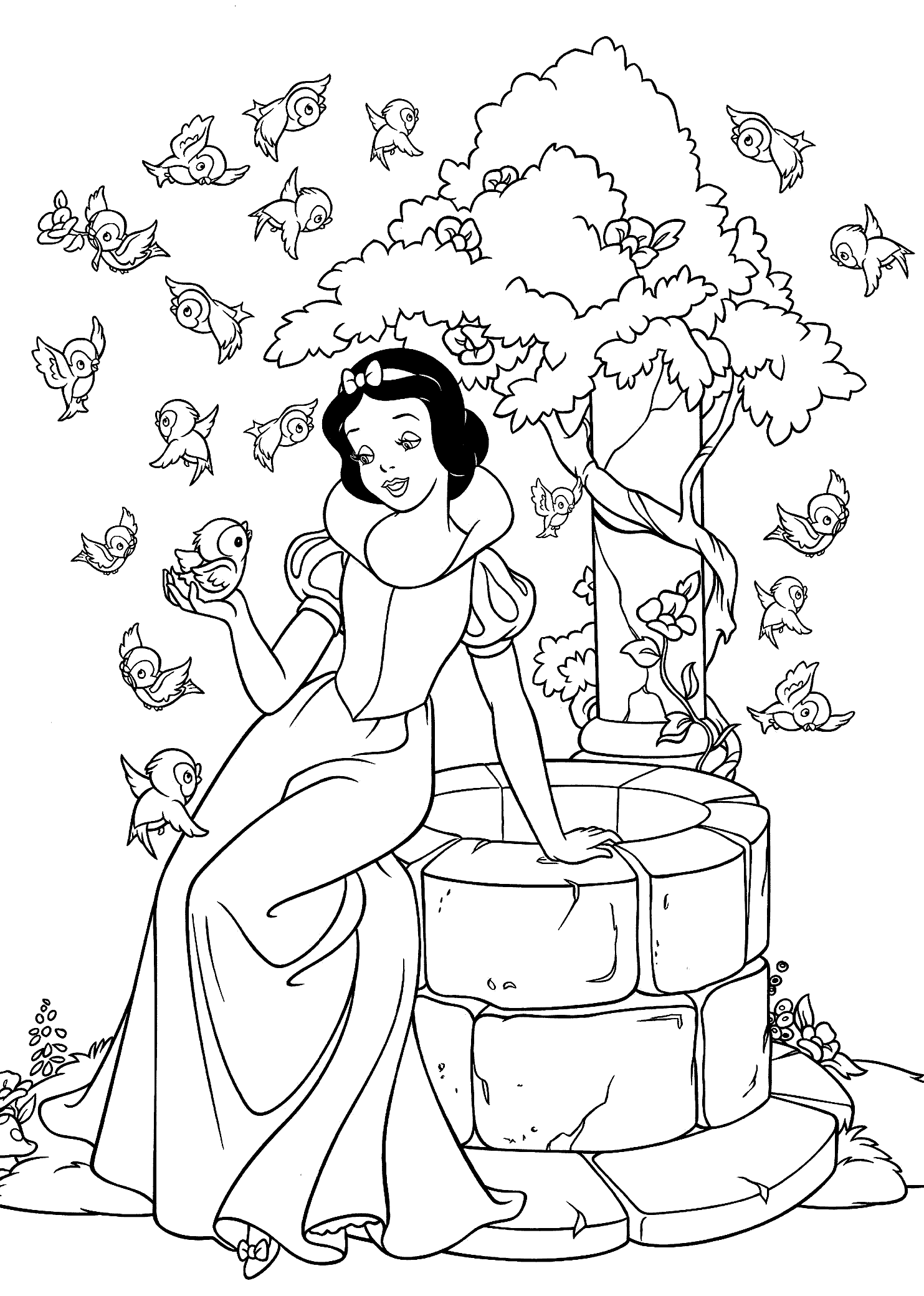 Desenho de Branca de Neve para colorir e imprimir: número 4