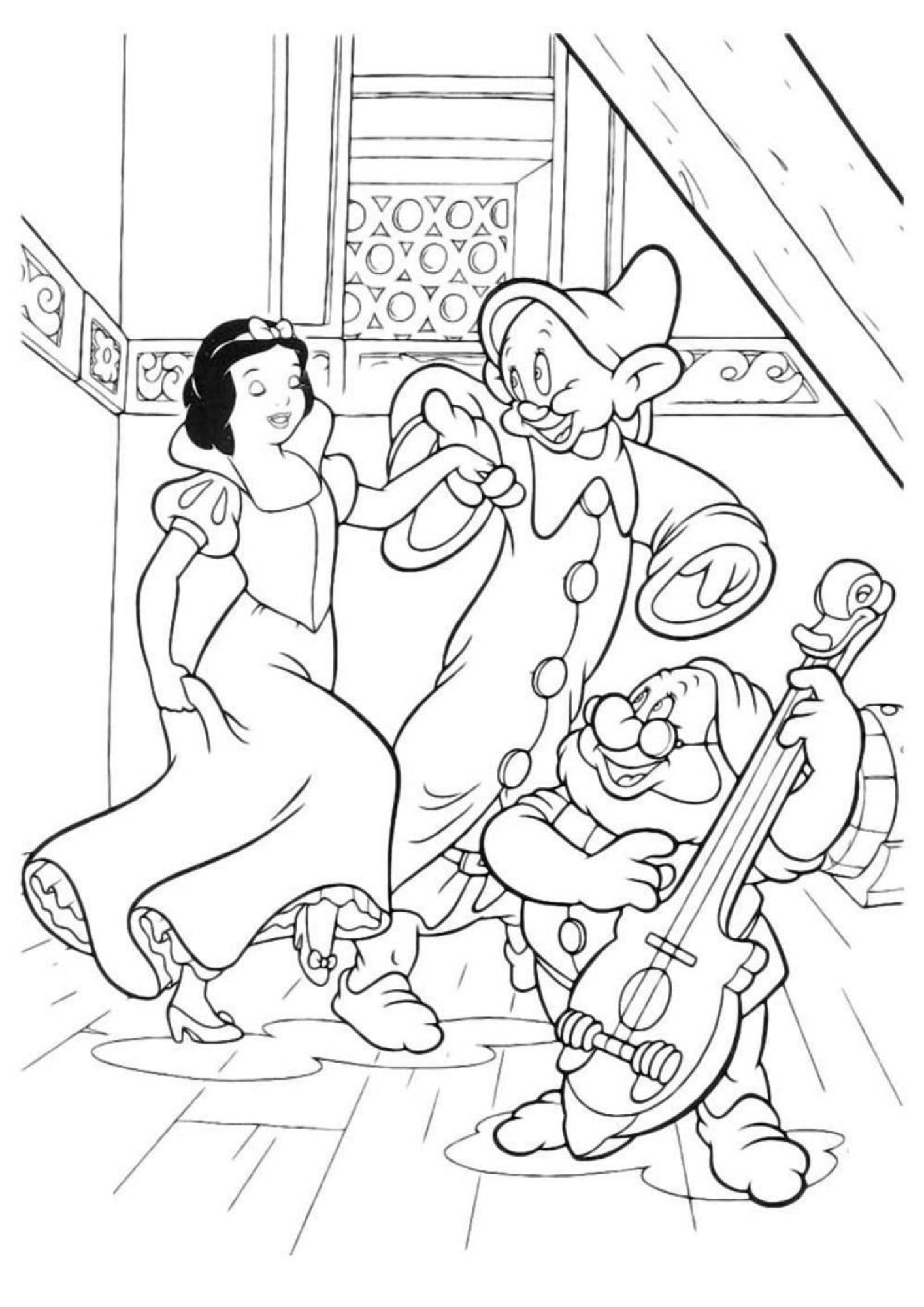 Desenho de Branca de Neve para colorir e imprimir: número 8