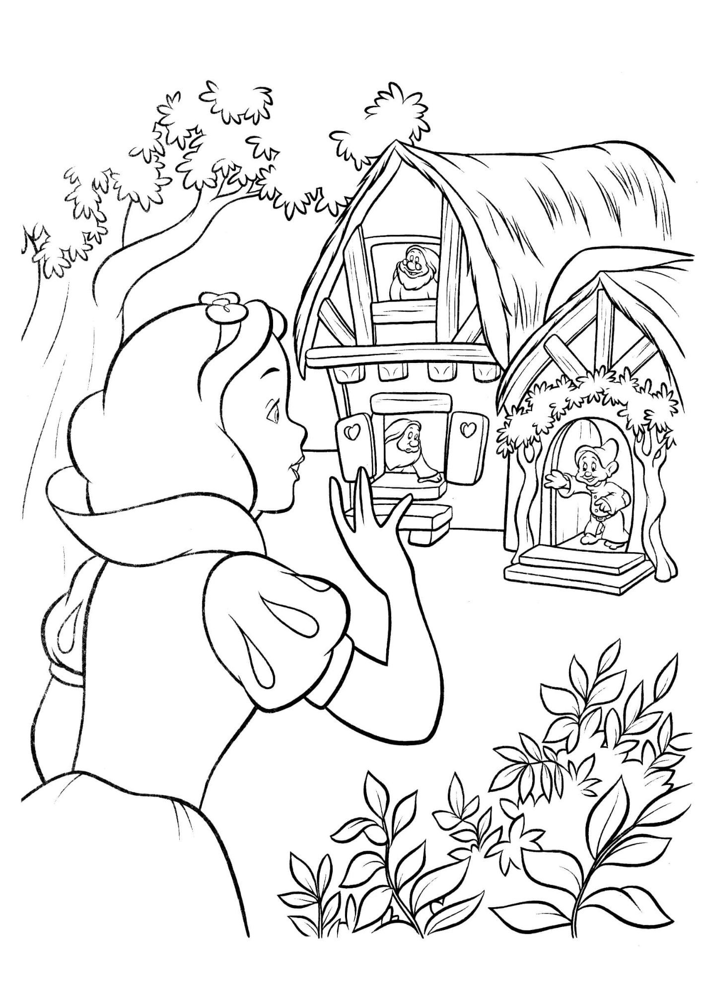 Desenho de Branca de Neve para colorir e imprimir: número 9