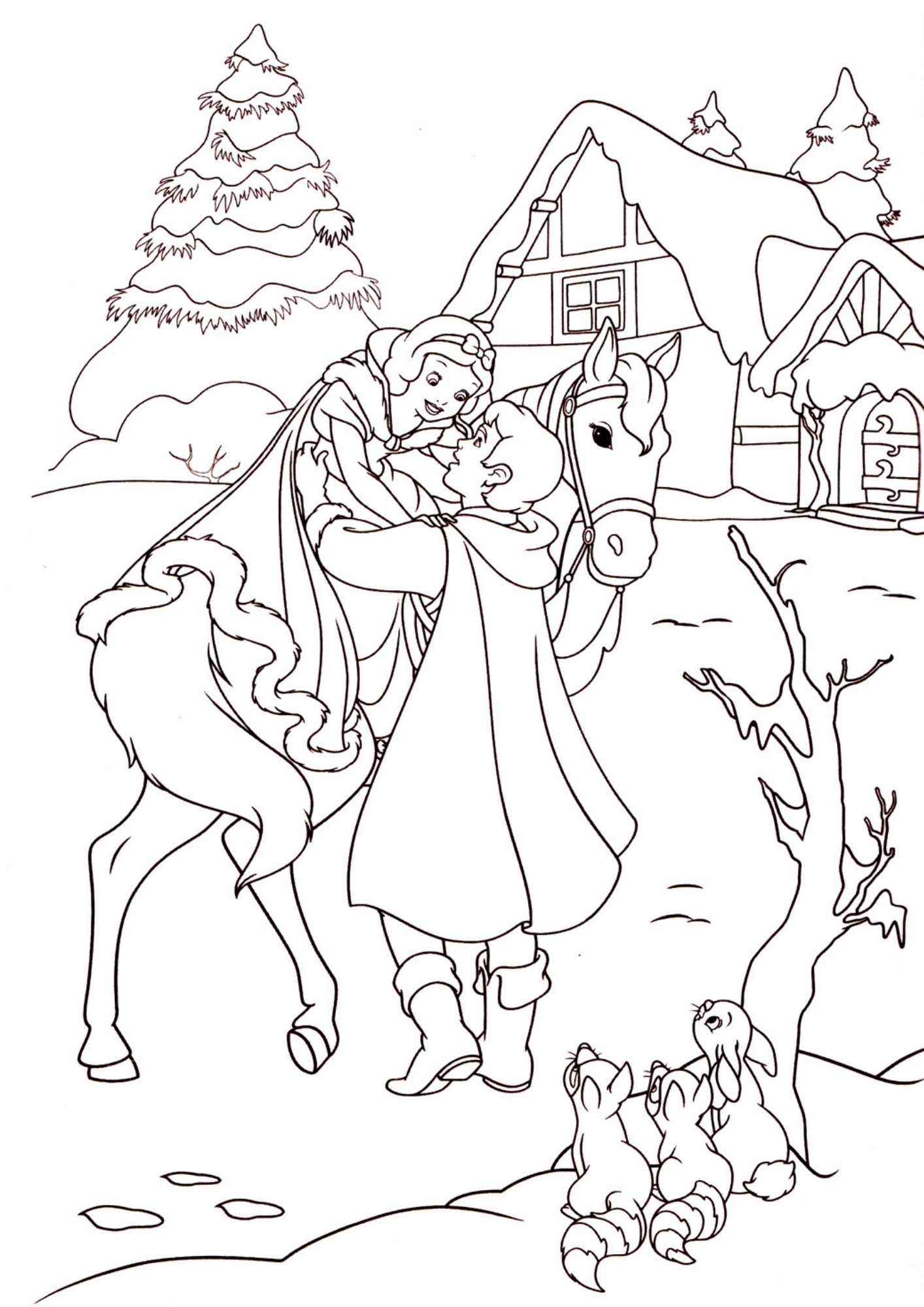 Desenho de Branca de Neve para colorir e imprimir: número 10
