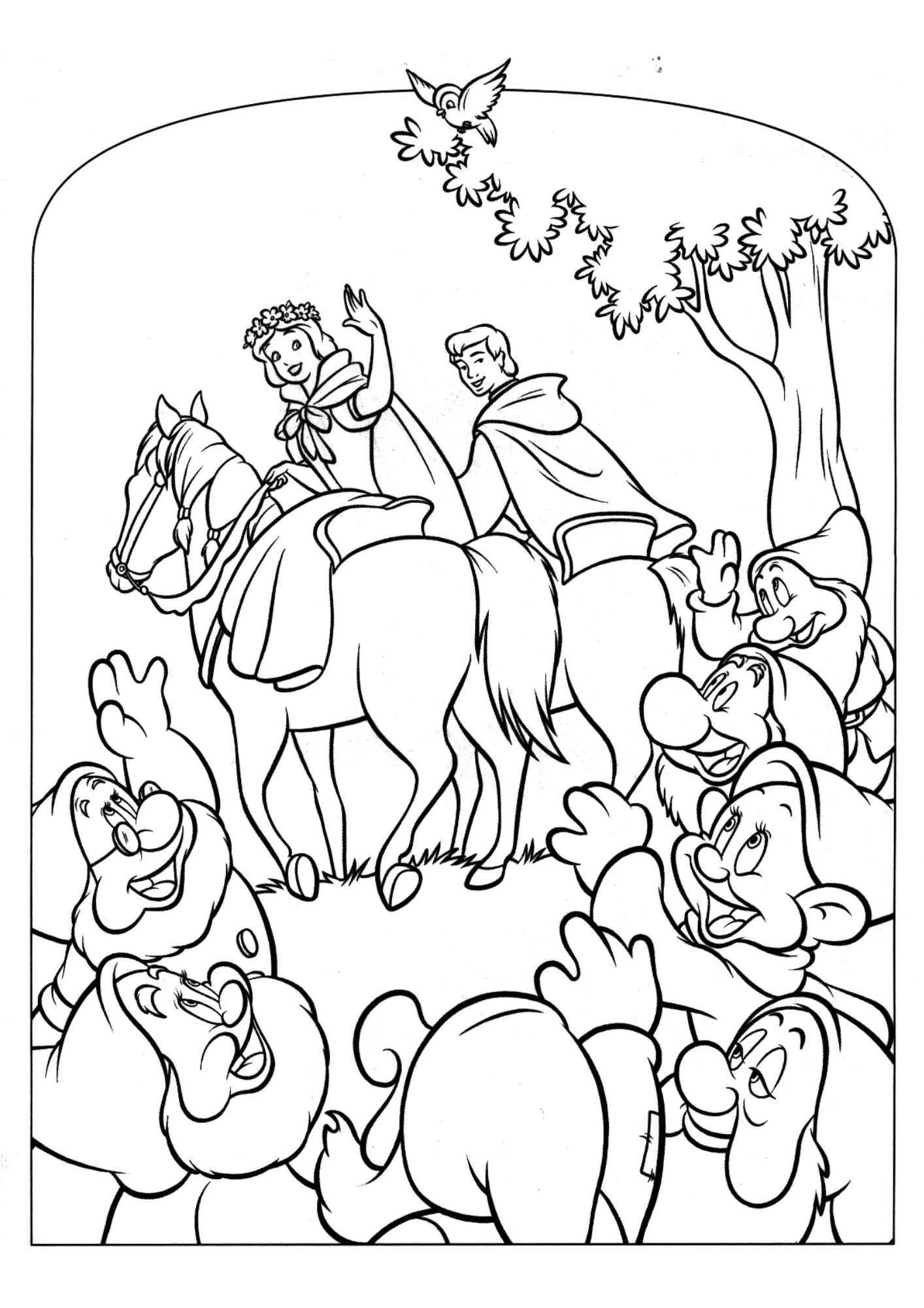 Desenho de Branca de Neve para colorir e imprimir: número 11