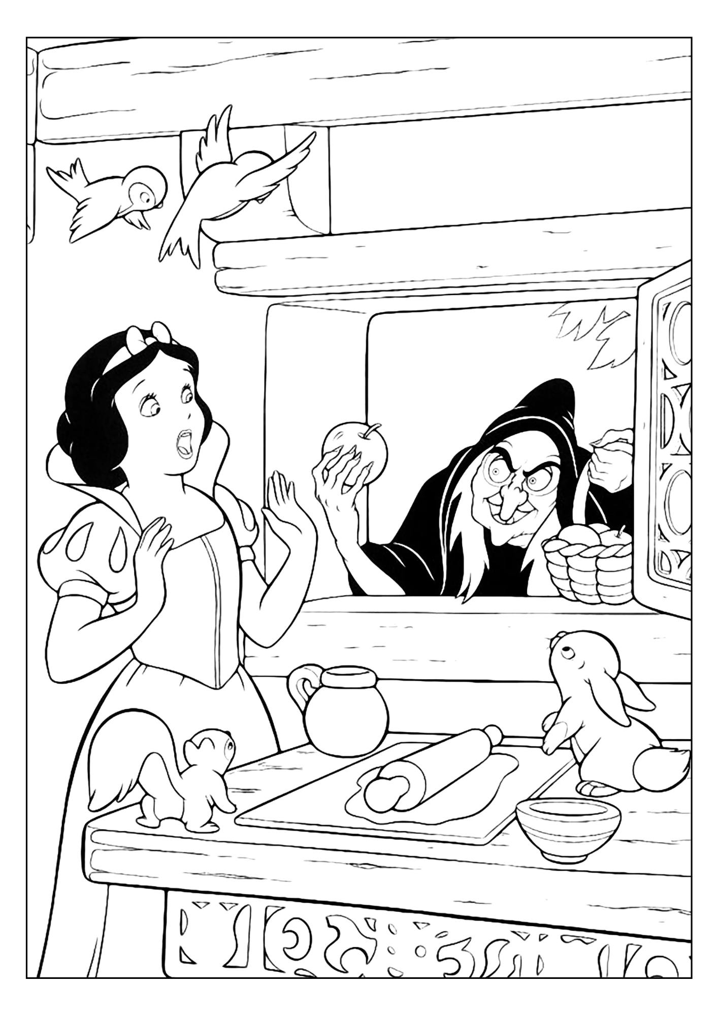 Desenho de Branca de Neve para colorir e imprimir: número 13