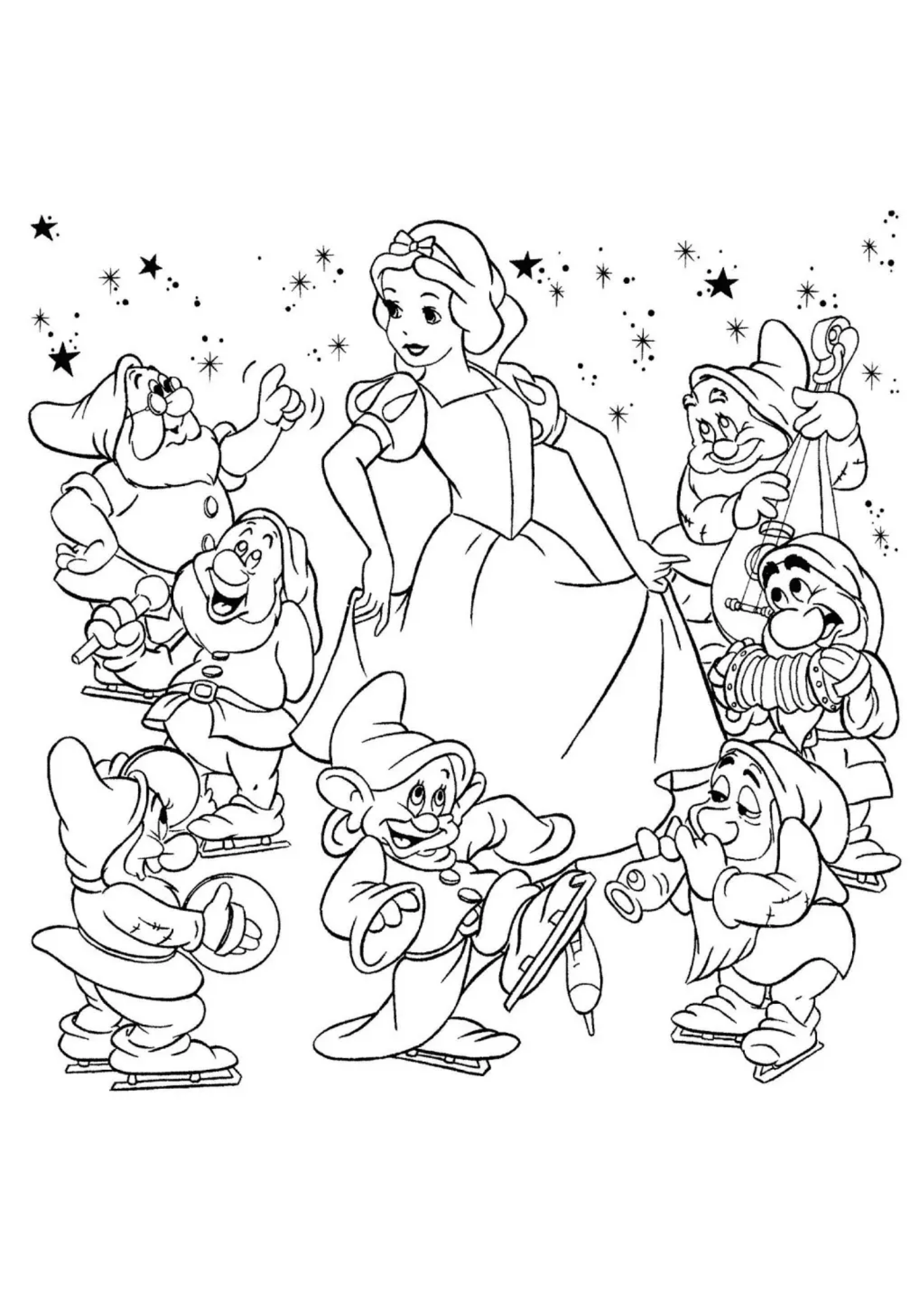 Desenho de Branca de Neve para colorir e imprimir: número 17