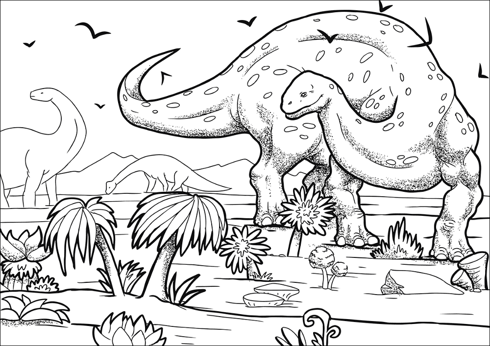 Desenho de Braquissauro para colorir e imprimir: número 2