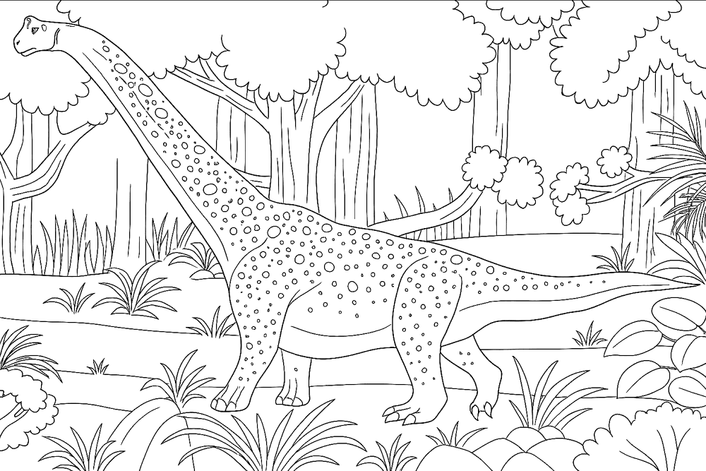 Desenho de Braquissauro para colorir e imprimir: número 3
