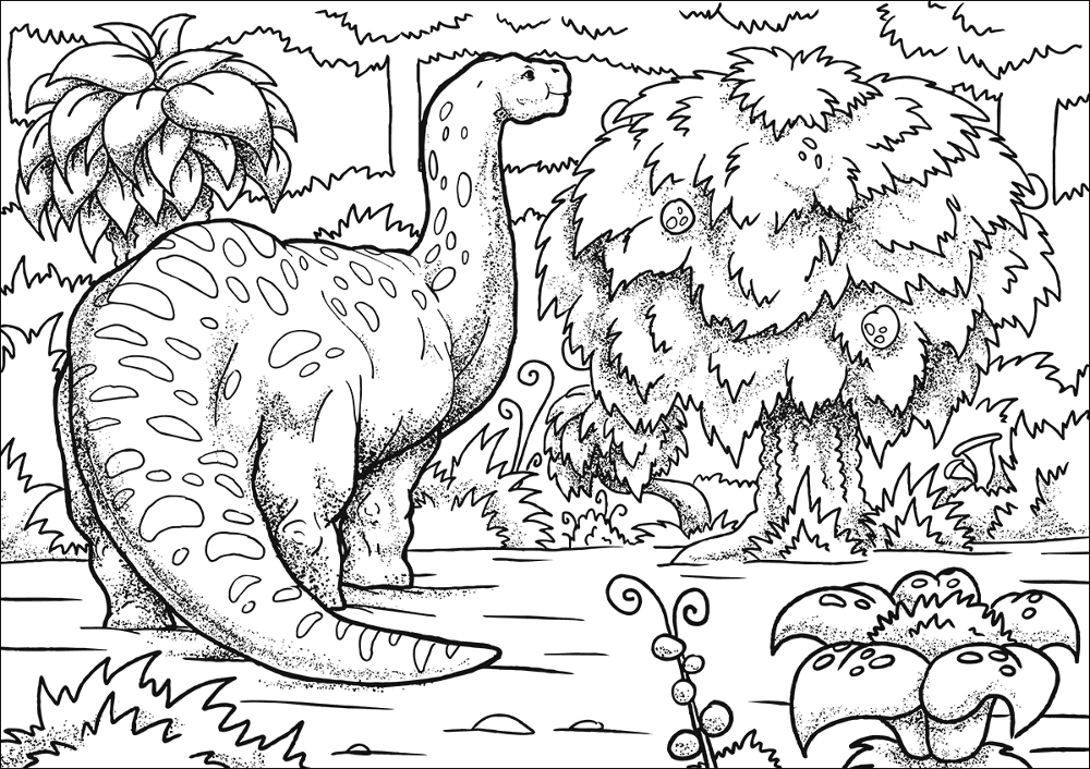 Desenho de Brontosaurus para colorir e imprimir: número 2