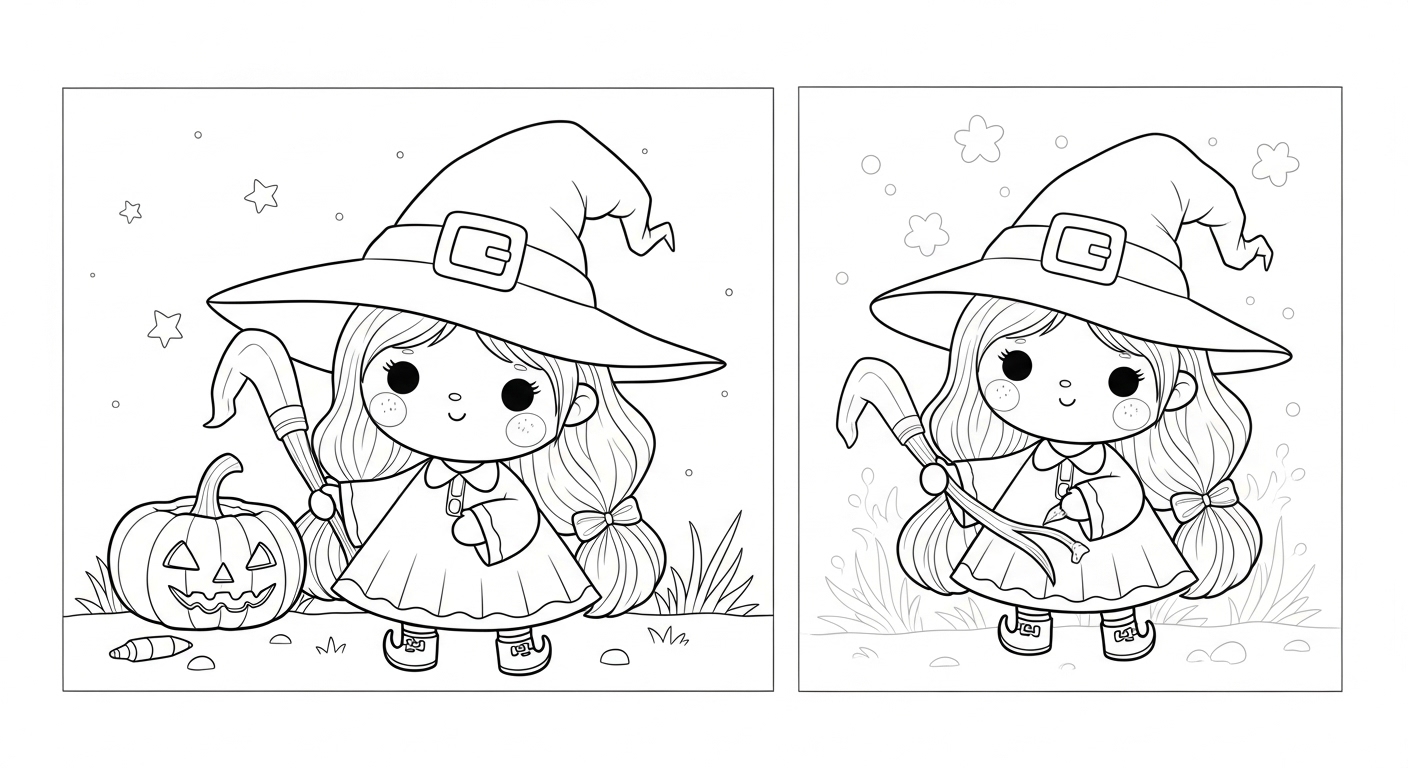 Desenho de Bruxa para colorir e imprimir: número 12