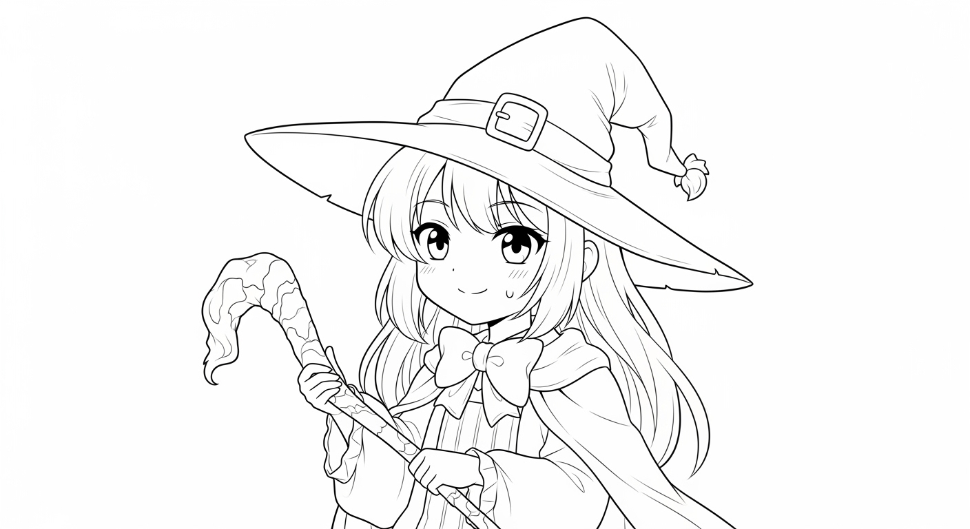 Desenho de Bruxa para colorir e imprimir: número 16