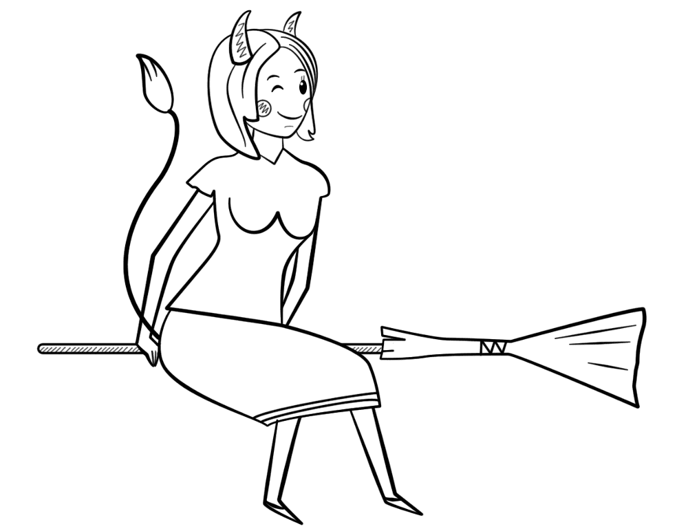 Desenho de Bruxa para colorir e imprimir: número 25