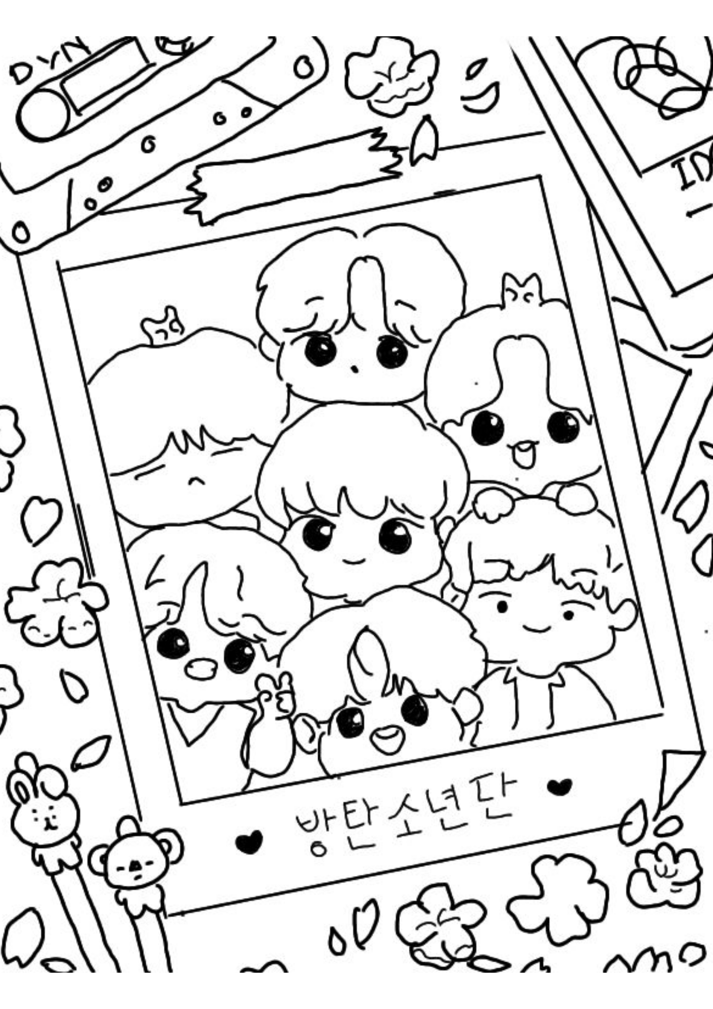 Desenho de Bts para colorir e imprimir: número 3