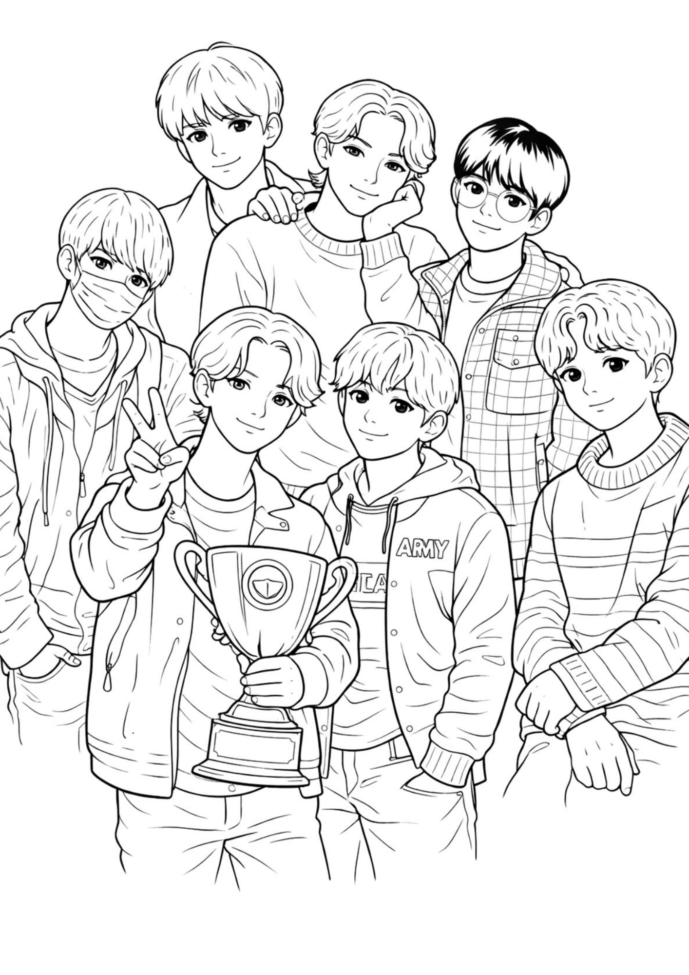 Desenho de Bts para colorir e imprimir: número 6