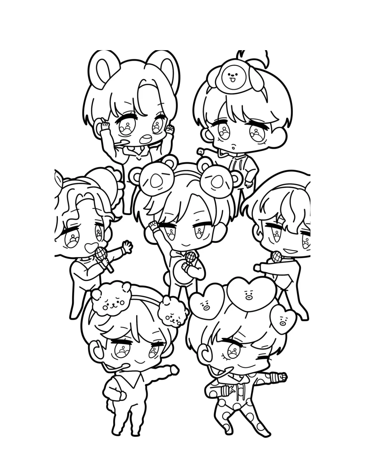 Desenho de Bts para colorir e imprimir: número 9