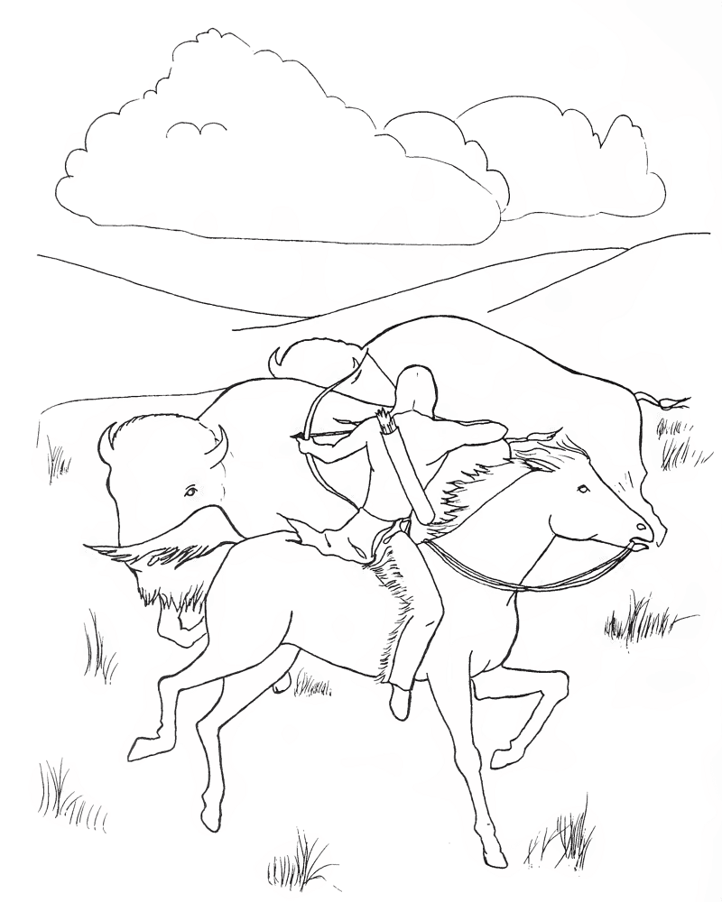 Desenho de Búfalo para colorir e imprimir: número 1