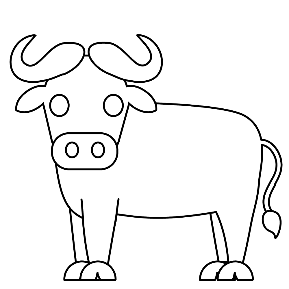 Desenho de Búfalo para colorir e imprimir: número 8