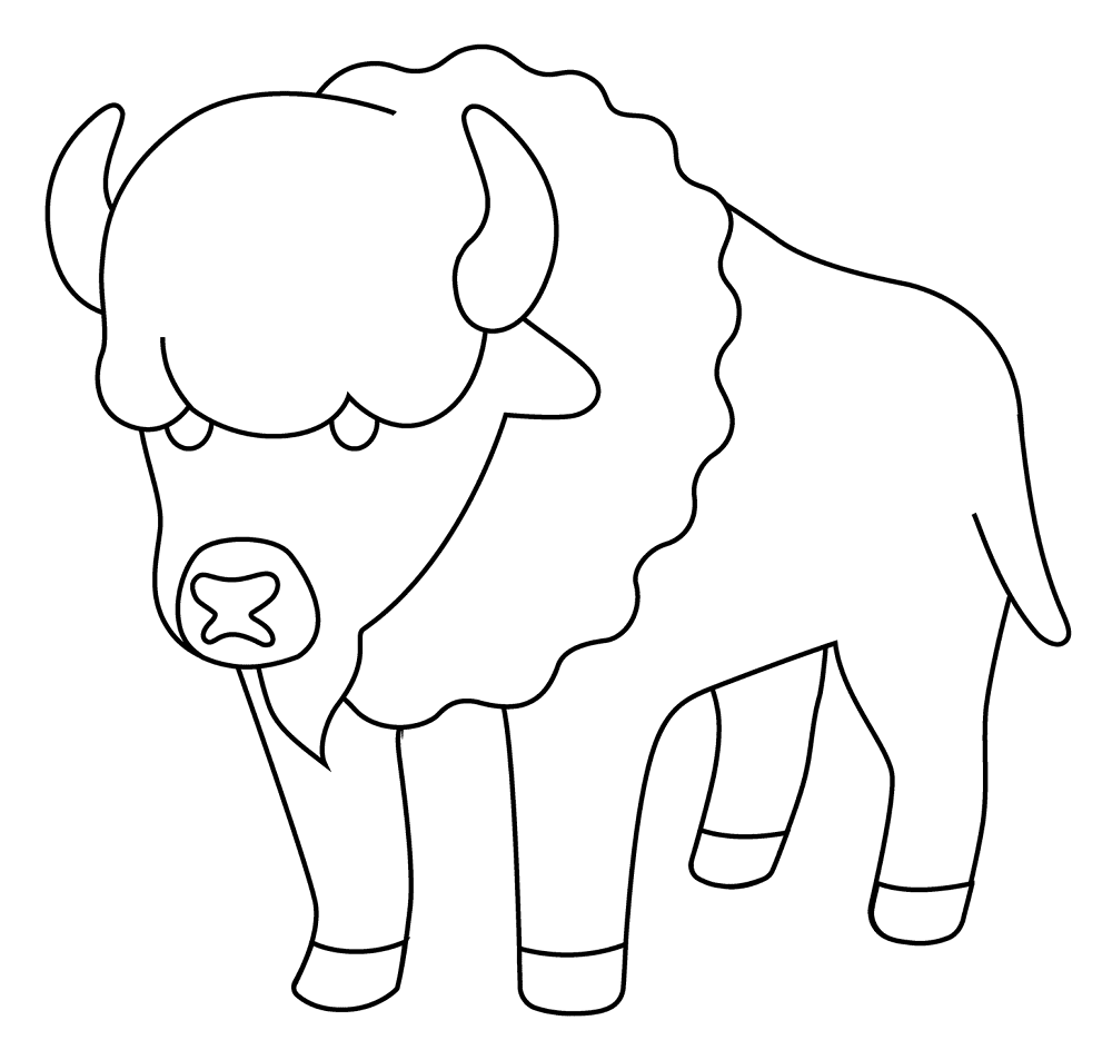 Desenho de Búfalo para colorir e imprimir: número 10