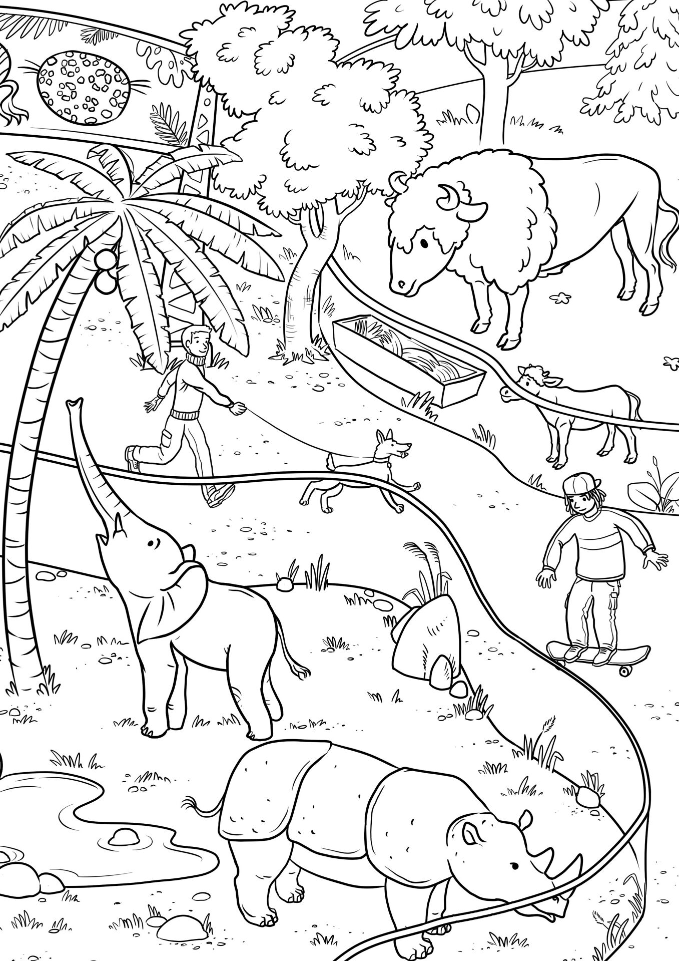 Desenho de Búfalo para colorir e imprimir: número 33