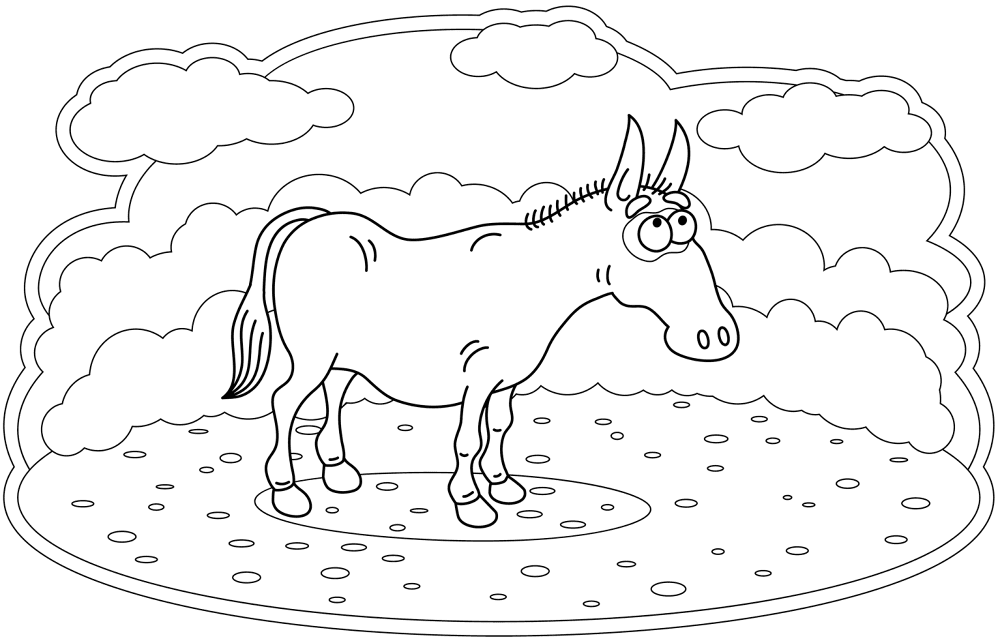 Desenho de Burros para colorir e imprimir: número 1