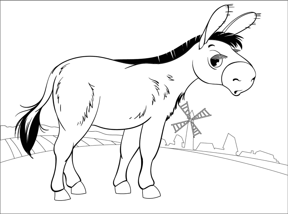 Desenho de Burros para colorir e imprimir: número 2