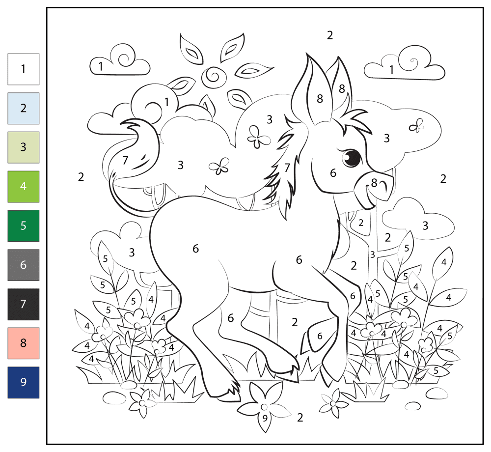 Desenho de Burros para colorir e imprimir: número 22
